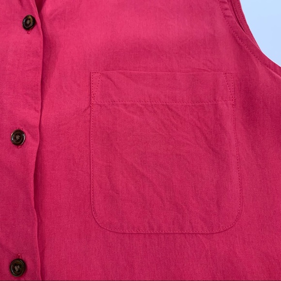 J. Jill 100% Silk Sleeveless Button Up Watermelon Pink Blouse Size Medium - Picture 6 of 13